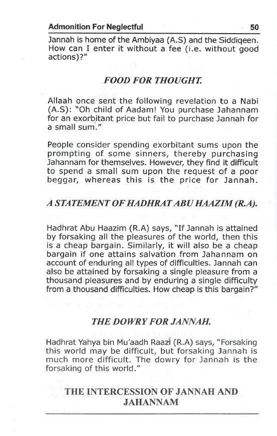 Admonition For Neglectful (Tanbihul Ghaafileen)