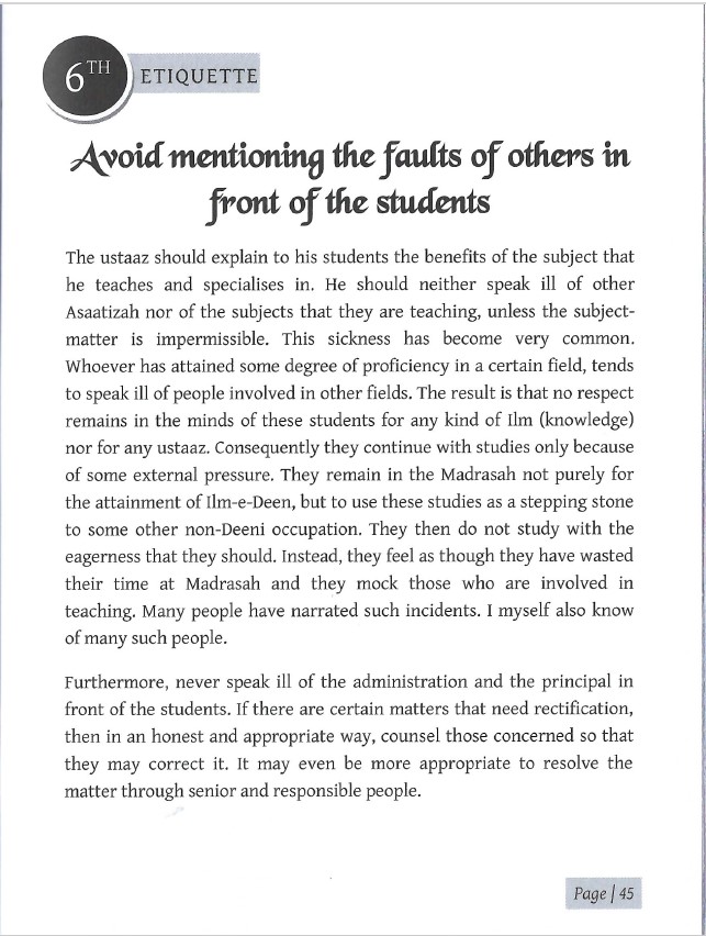 Etiquettes for Teachers