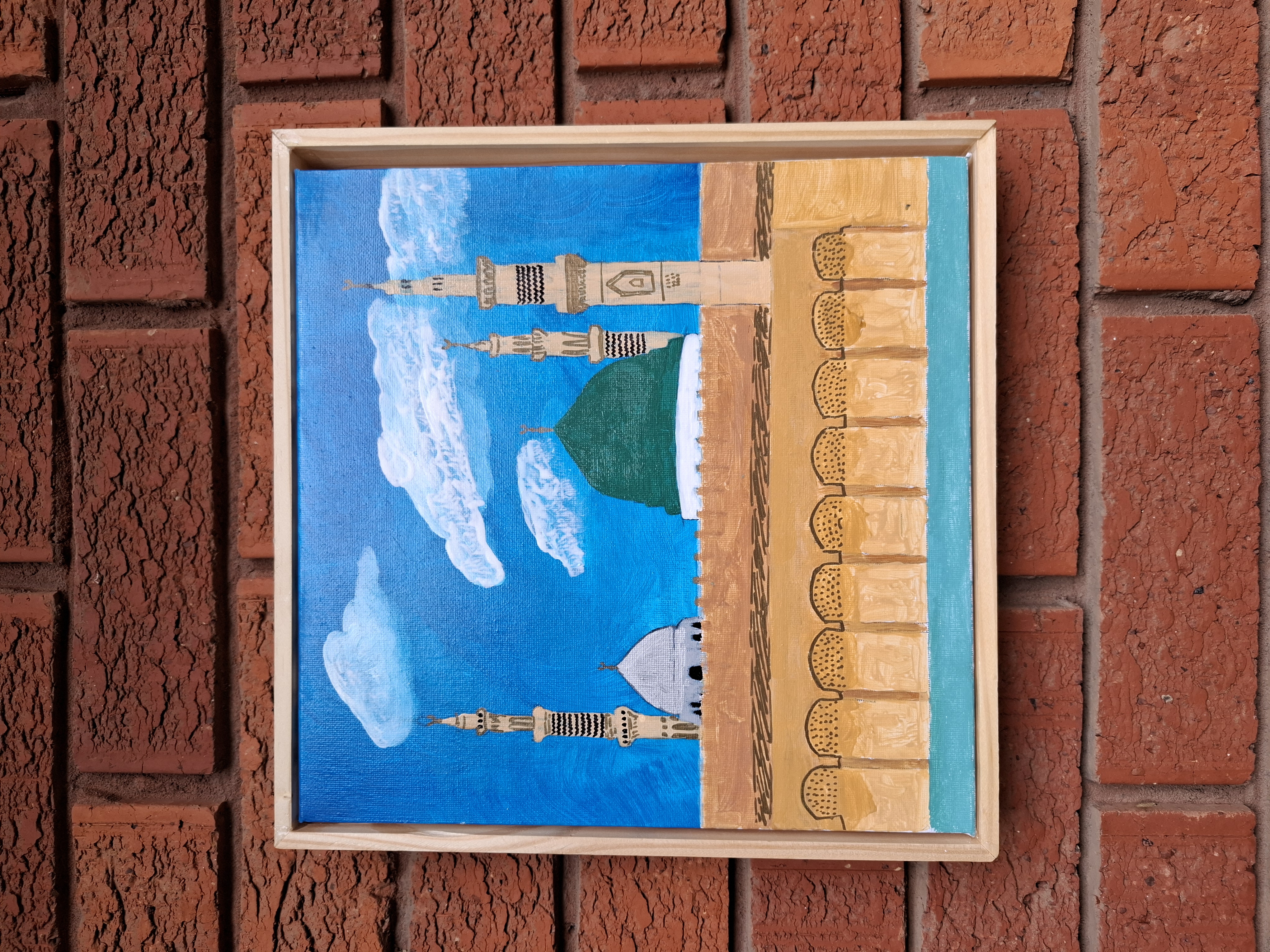 Islamic wall art - handmade painting: Masjid an Nabawi (Medina Munawara)