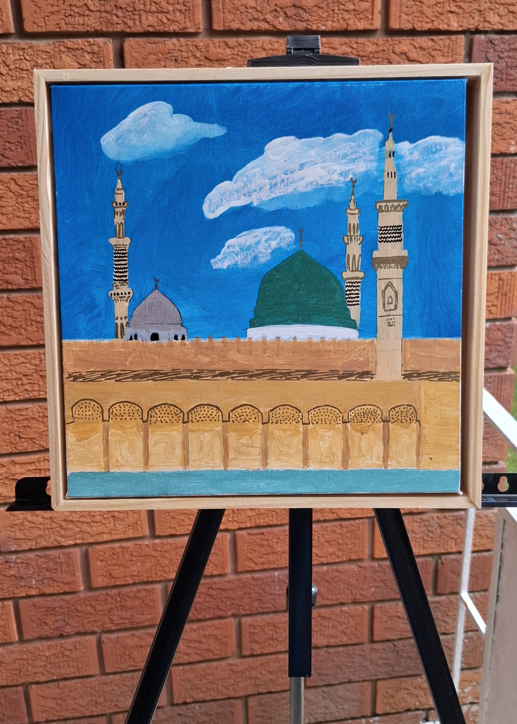 Islamic wall art - handmade painting: Masjid an Nabawi (Medina Munawara)